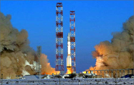 Старт ракеты с космодрома Байконур